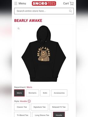 Bearly Awake Novelty Hoodie